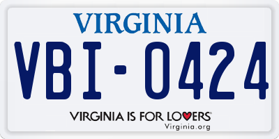 VA license plate VBI0424