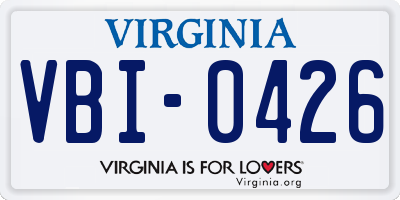 VA license plate VBI0426