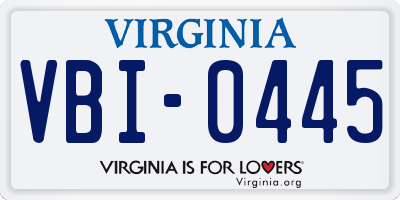 VA license plate VBI0445