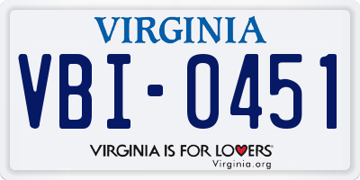 VA license plate VBI0451