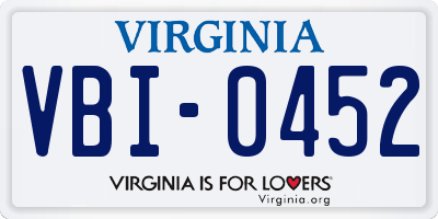 VA license plate VBI0452