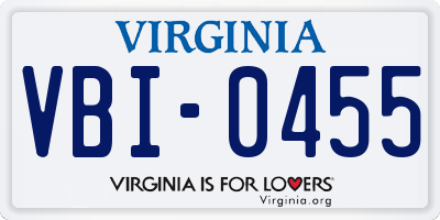 VA license plate VBI0455