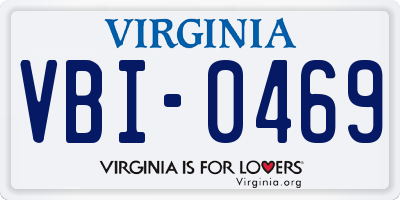 VA license plate VBI0469