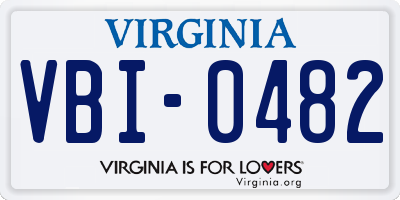 VA license plate VBI0482
