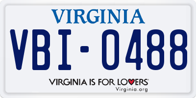 VA license plate VBI0488