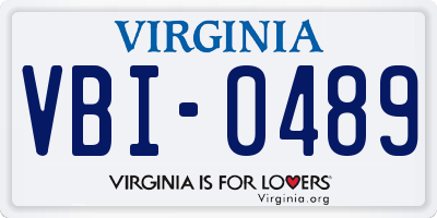 VA license plate VBI0489