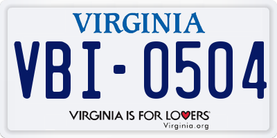 VA license plate VBI0504