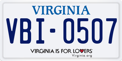 VA license plate VBI0507
