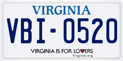 VA license plate VBI0520