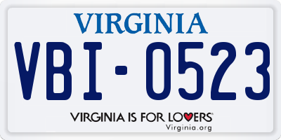 VA license plate VBI0523