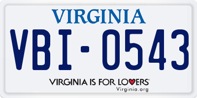 VA license plate VBI0543