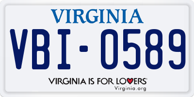VA license plate VBI0589