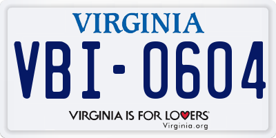 VA license plate VBI0604