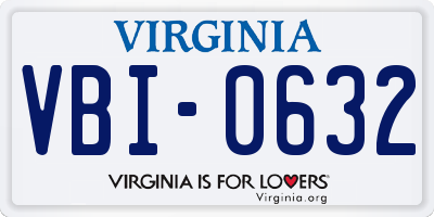 VA license plate VBI0632