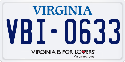 VA license plate VBI0633
