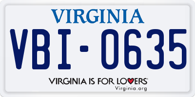 VA license plate VBI0635