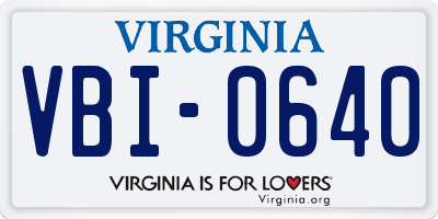 VA license plate VBI0640