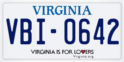 VA license plate VBI0642