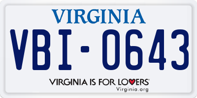 VA license plate VBI0643