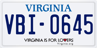 VA license plate VBI0645