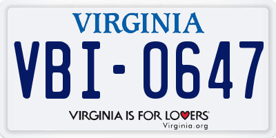 VA license plate VBI0647