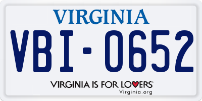 VA license plate VBI0652
