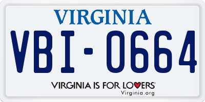 VA license plate VBI0664
