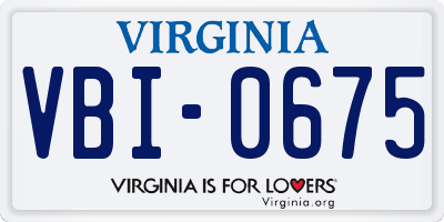 VA license plate VBI0675