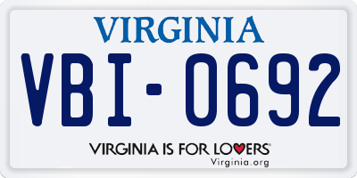 VA license plate VBI0692