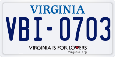 VA license plate VBI0703