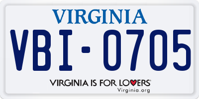 VA license plate VBI0705