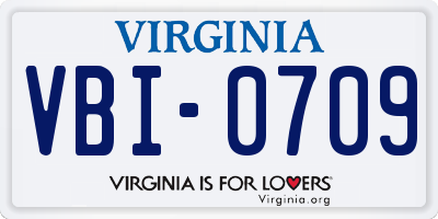 VA license plate VBI0709