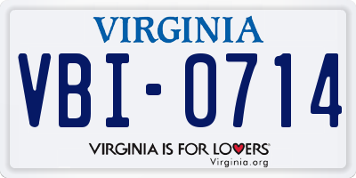 VA license plate VBI0714