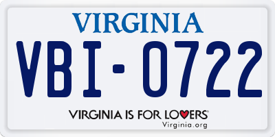 VA license plate VBI0722