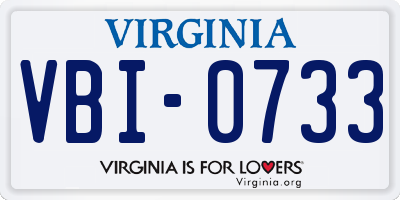 VA license plate VBI0733