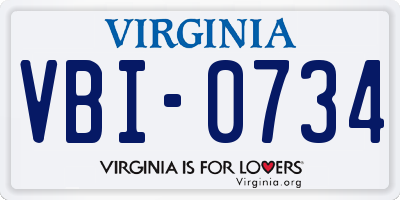 VA license plate VBI0734