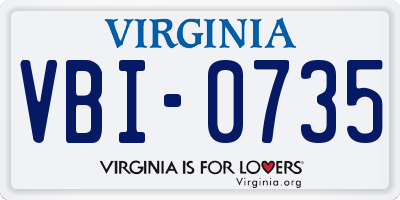 VA license plate VBI0735