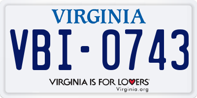 VA license plate VBI0743