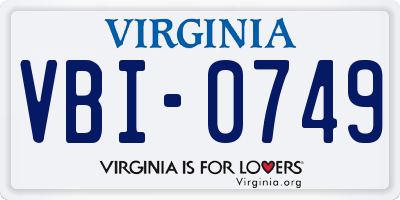VA license plate VBI0749