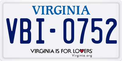 VA license plate VBI0752