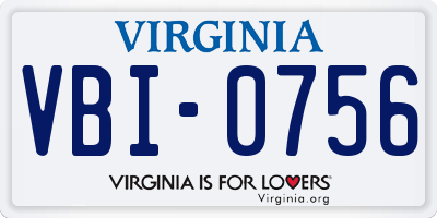 VA license plate VBI0756