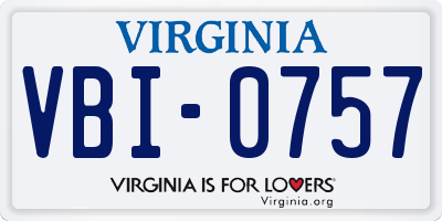 VA license plate VBI0757