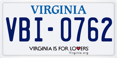 VA license plate VBI0762