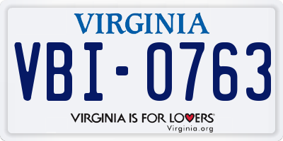 VA license plate VBI0763