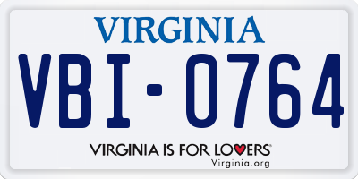 VA license plate VBI0764
