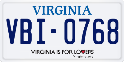 VA license plate VBI0768