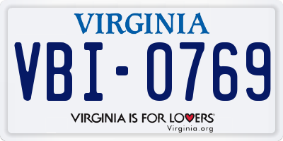 VA license plate VBI0769