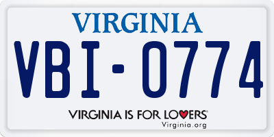 VA license plate VBI0774