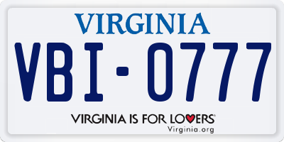 VA license plate VBI0777