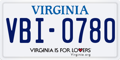VA license plate VBI0780